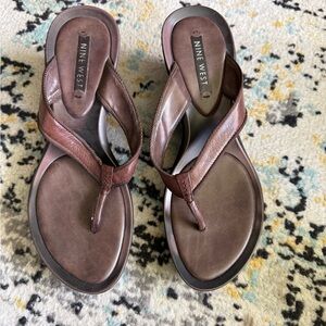 Nine West Dark Brown Leather Sandals